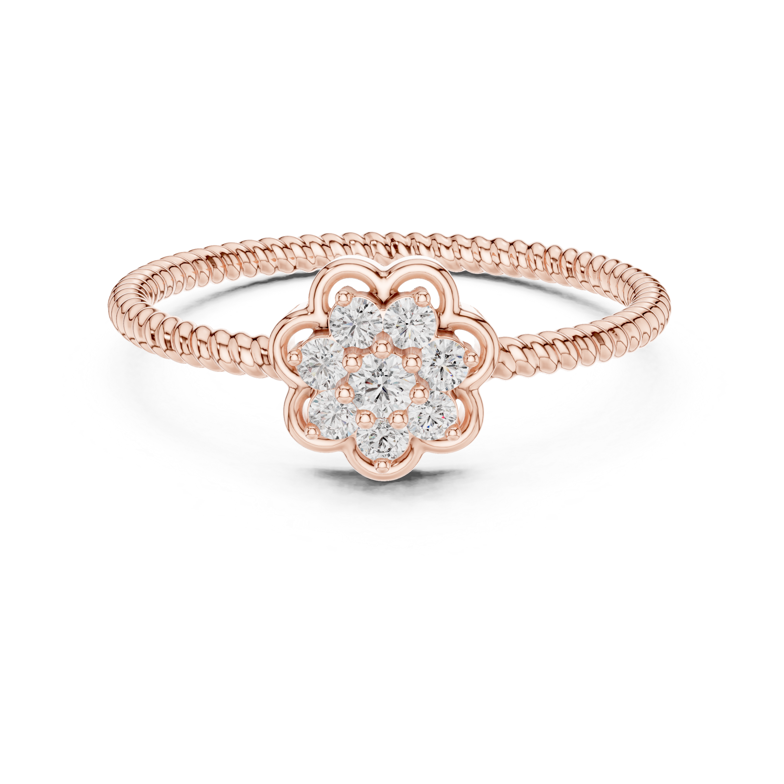 925 Silver Moissanite Vintage-Style Floral Cluster Ring 14K Gold Plated