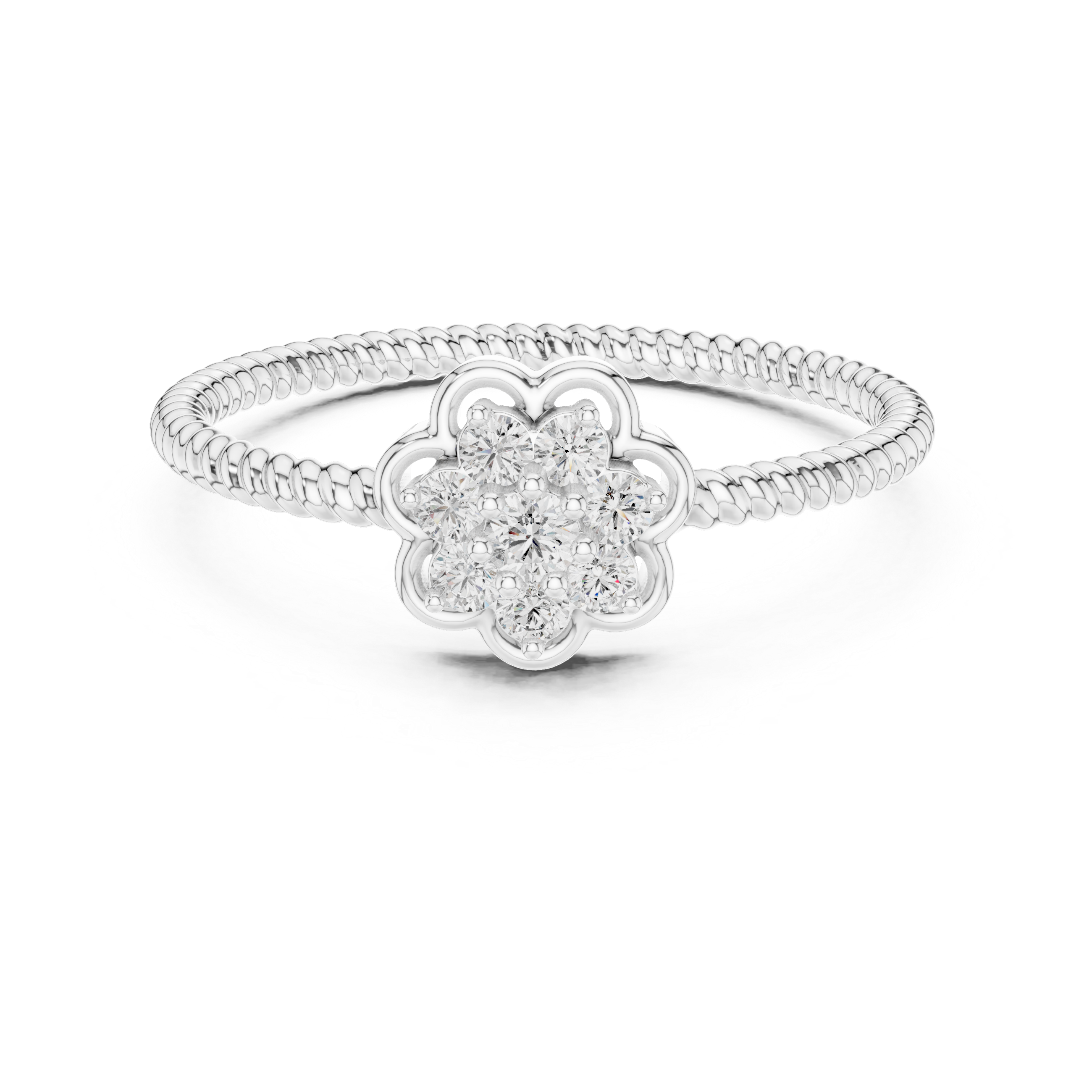 925 Silver Moissanite Vintage-Style Floral Cluster Ring 14K Gold Plated