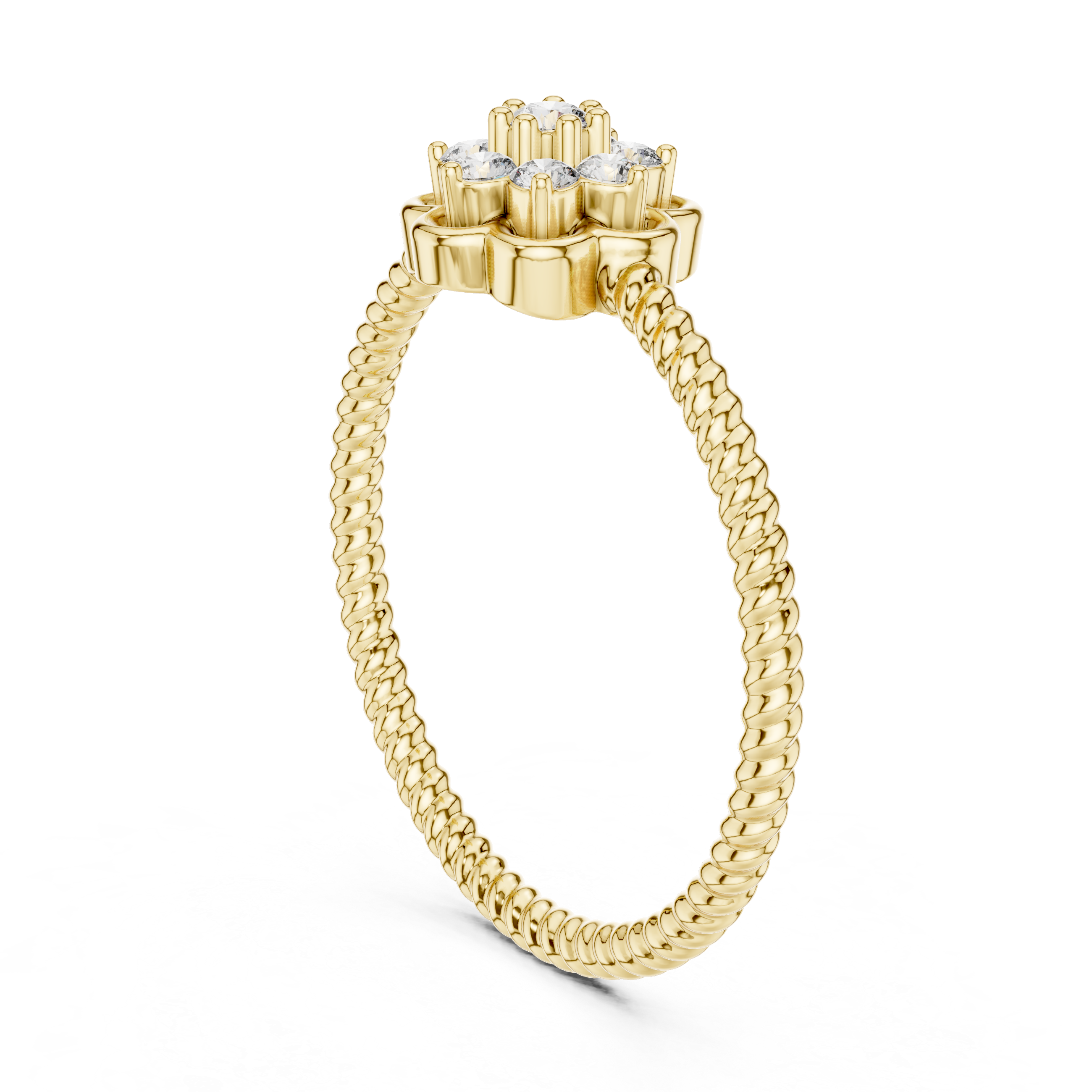 925 Silver Moissanite Vintage-Style Floral Cluster Ring 14K Gold Plated