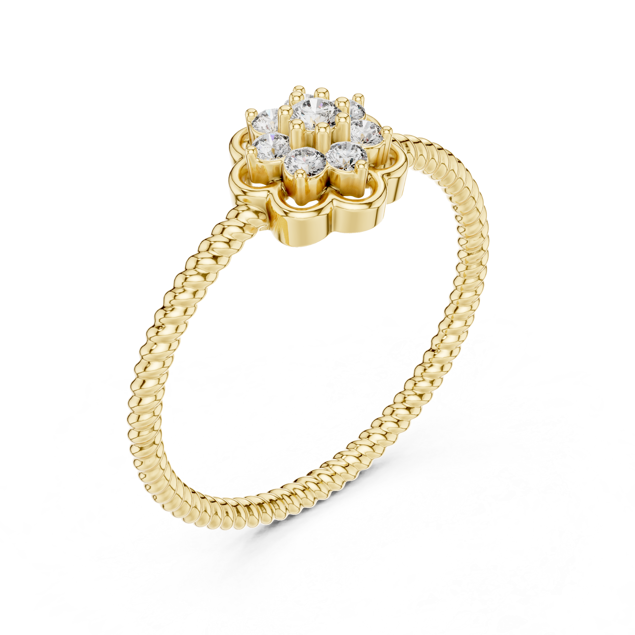 925 Silver Moissanite Vintage-Style Floral Cluster Ring 14K Gold Plated