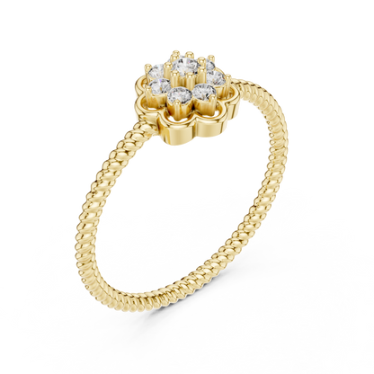 925 Silver Moissanite Vintage-Style Floral Cluster Ring 14K Gold Plated