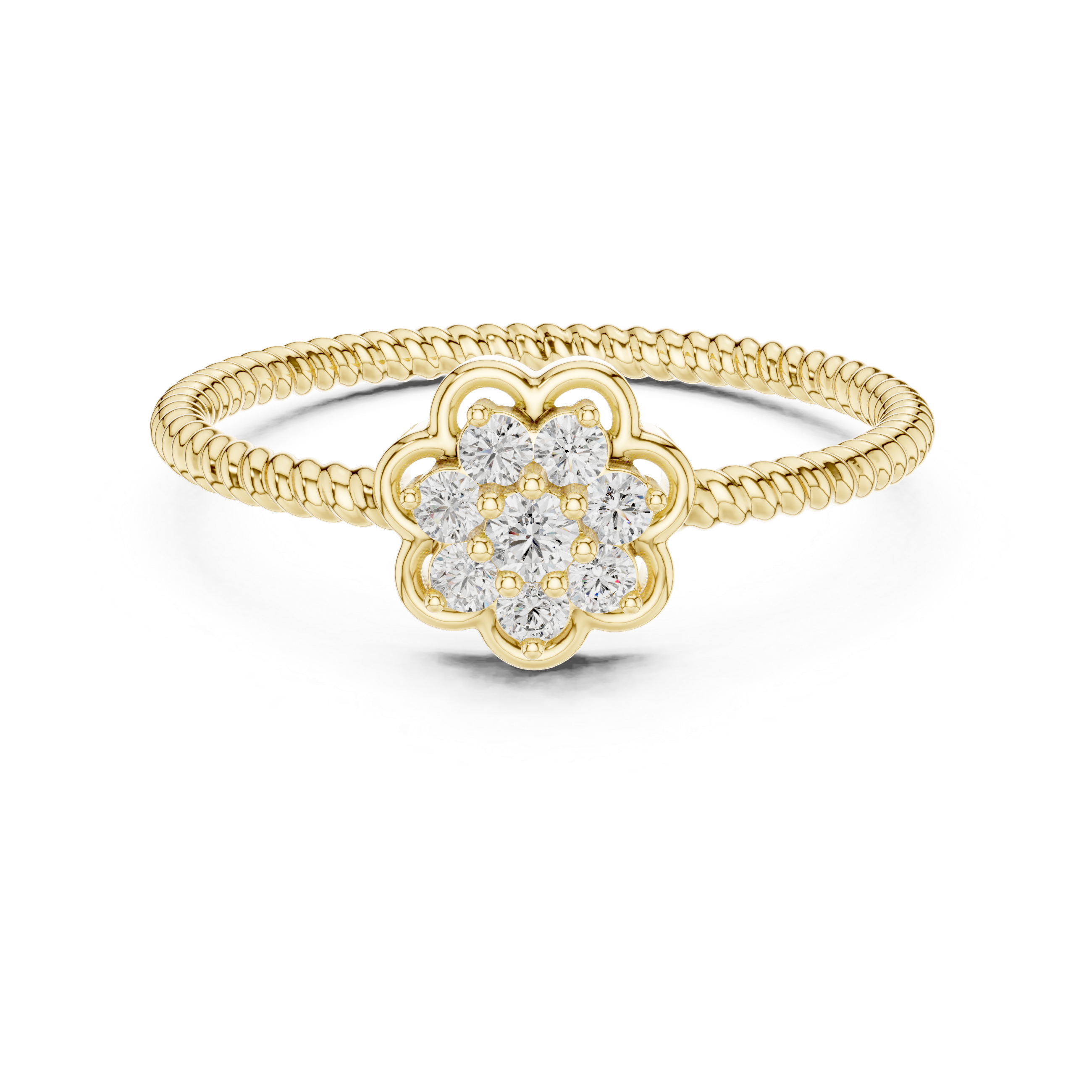 925 Silver Moissanite Vintage-Style Floral Cluster Ring 14K Gold Plated