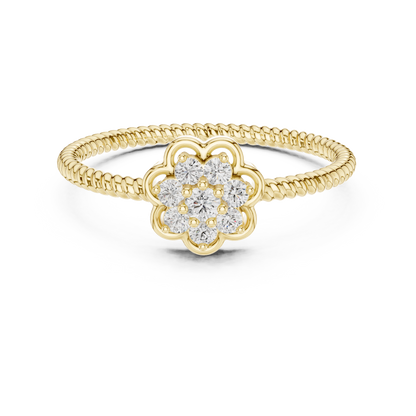 925 Silver Moissanite Vintage-Style Floral Cluster Ring 14K Gold Plated