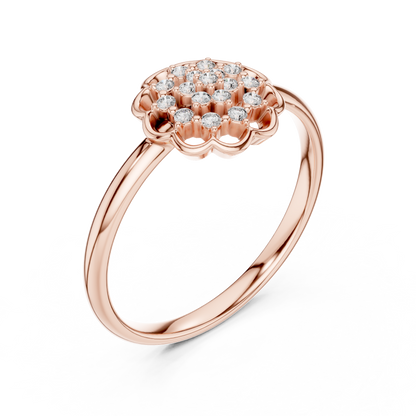 925 Silver Moissanite Vintage-Inspired Openwork Floral Mandala Ring 14K Gold Plated
