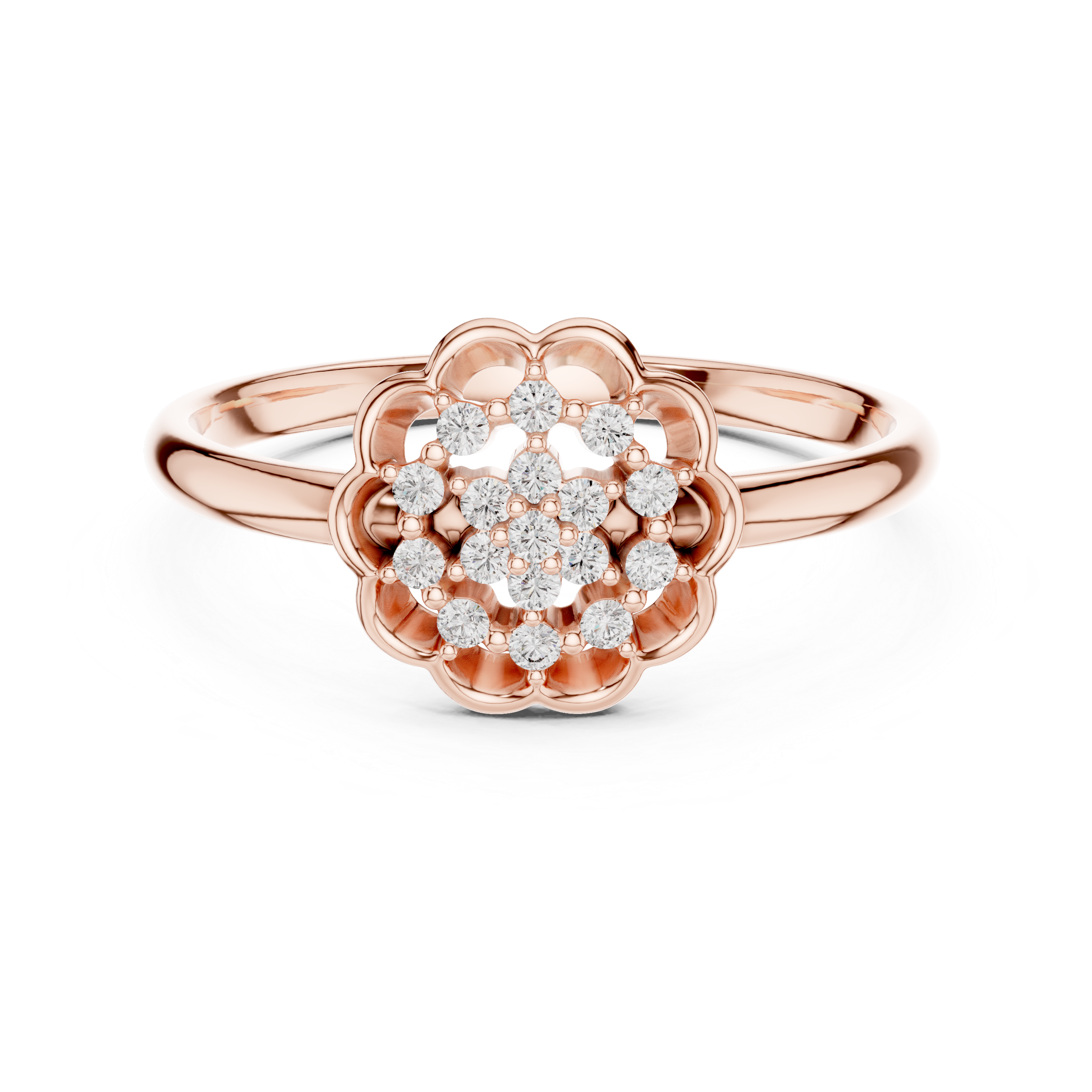 925 Silver Moissanite Vintage-Inspired Openwork Floral Mandala Ring 14K Gold Plated