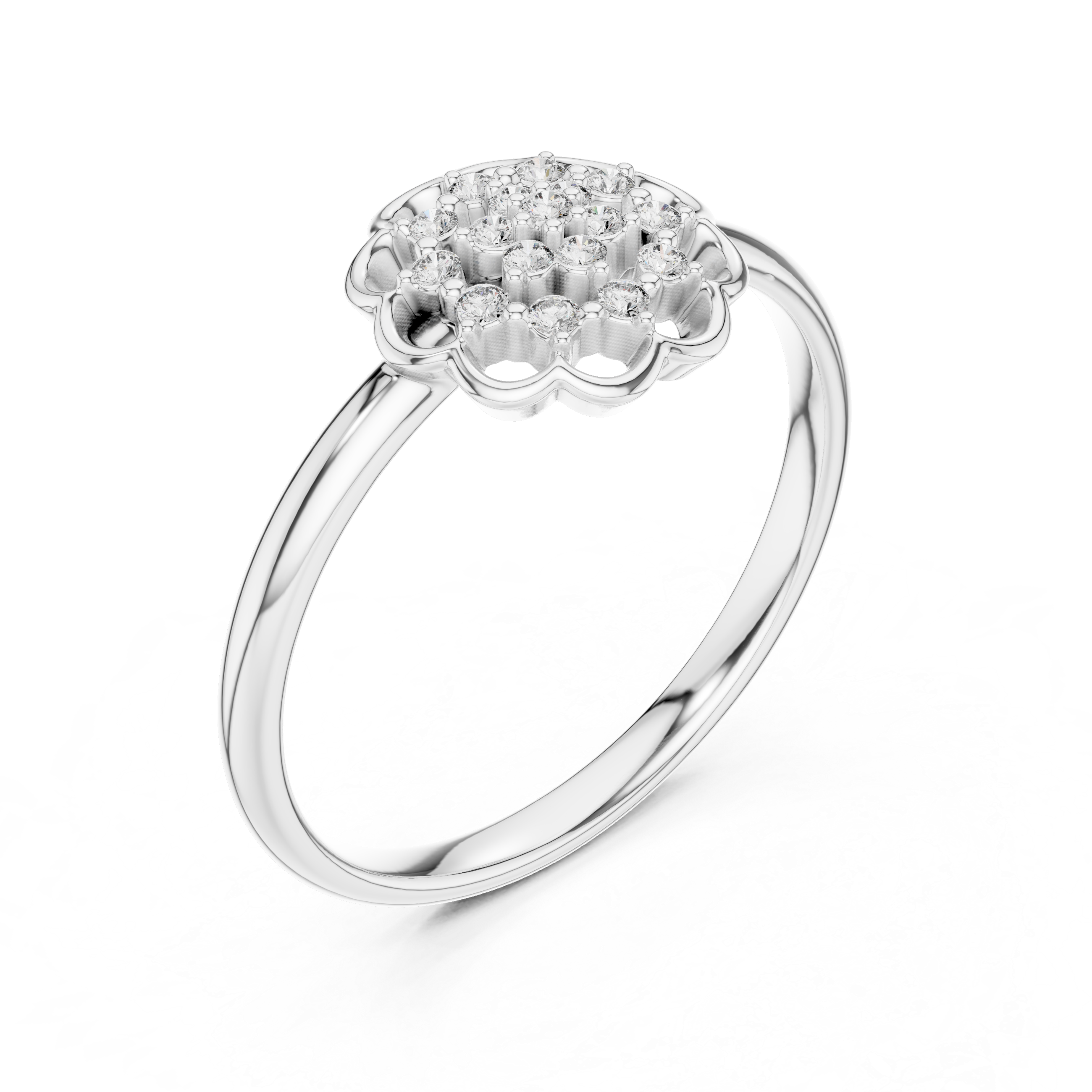 925 Silver Moissanite Vintage-Inspired Openwork Floral Mandala Ring 14K Gold Plated