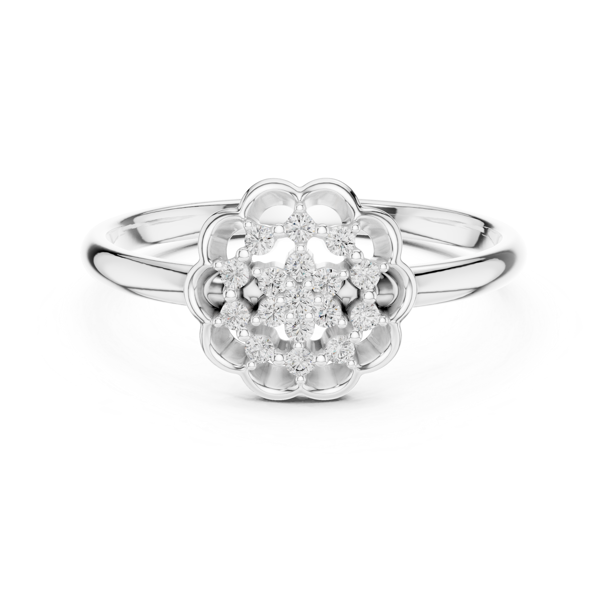 925 Silver Moissanite Vintage-Inspired Openwork Floral Mandala Ring 14K Gold Plated