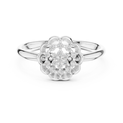 925 Silver Moissanite Vintage-Inspired Openwork Floral Mandala Ring 14K Gold Plated