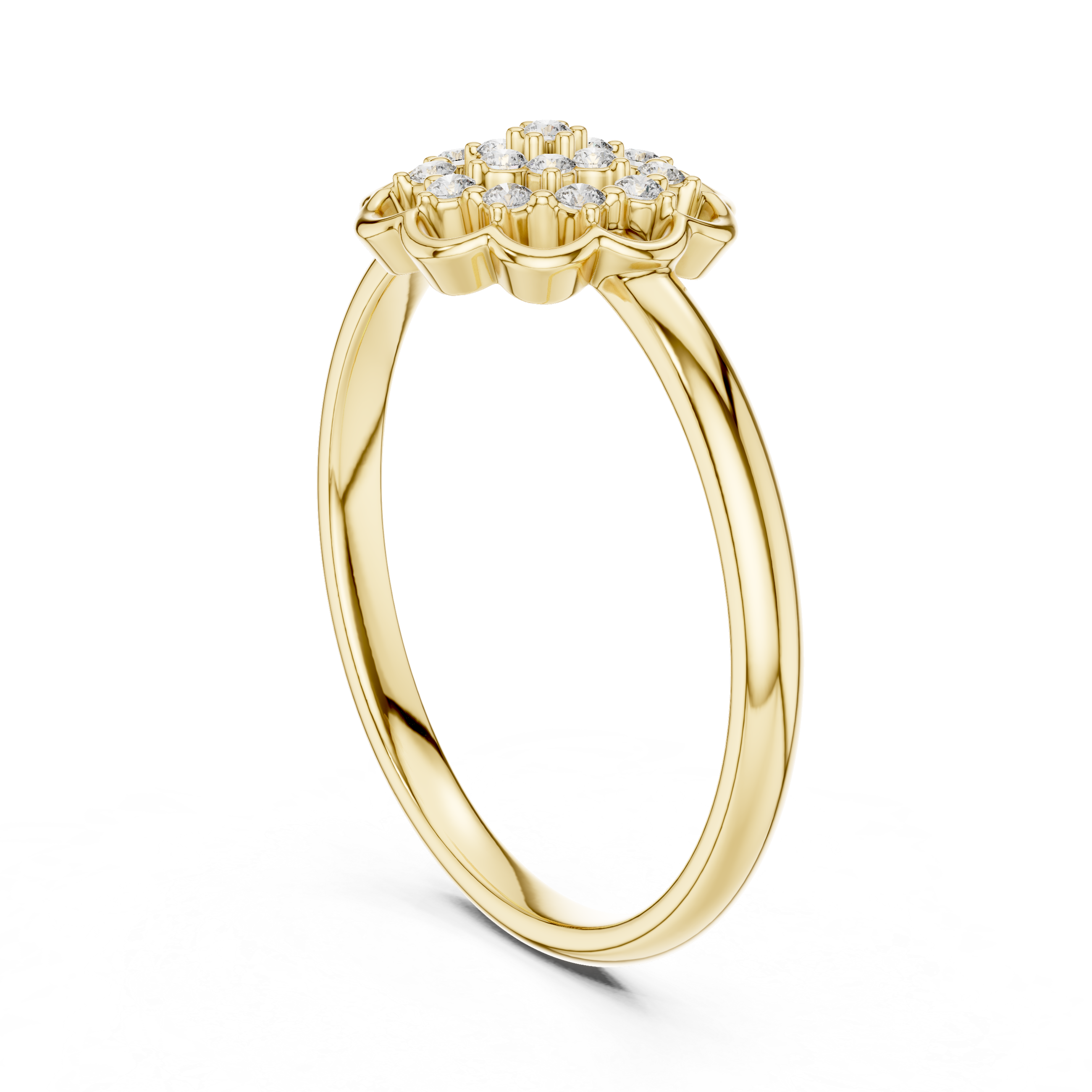 925 Silver Moissanite Vintage-Inspired Openwork Floral Mandala Ring 14K Gold Plated