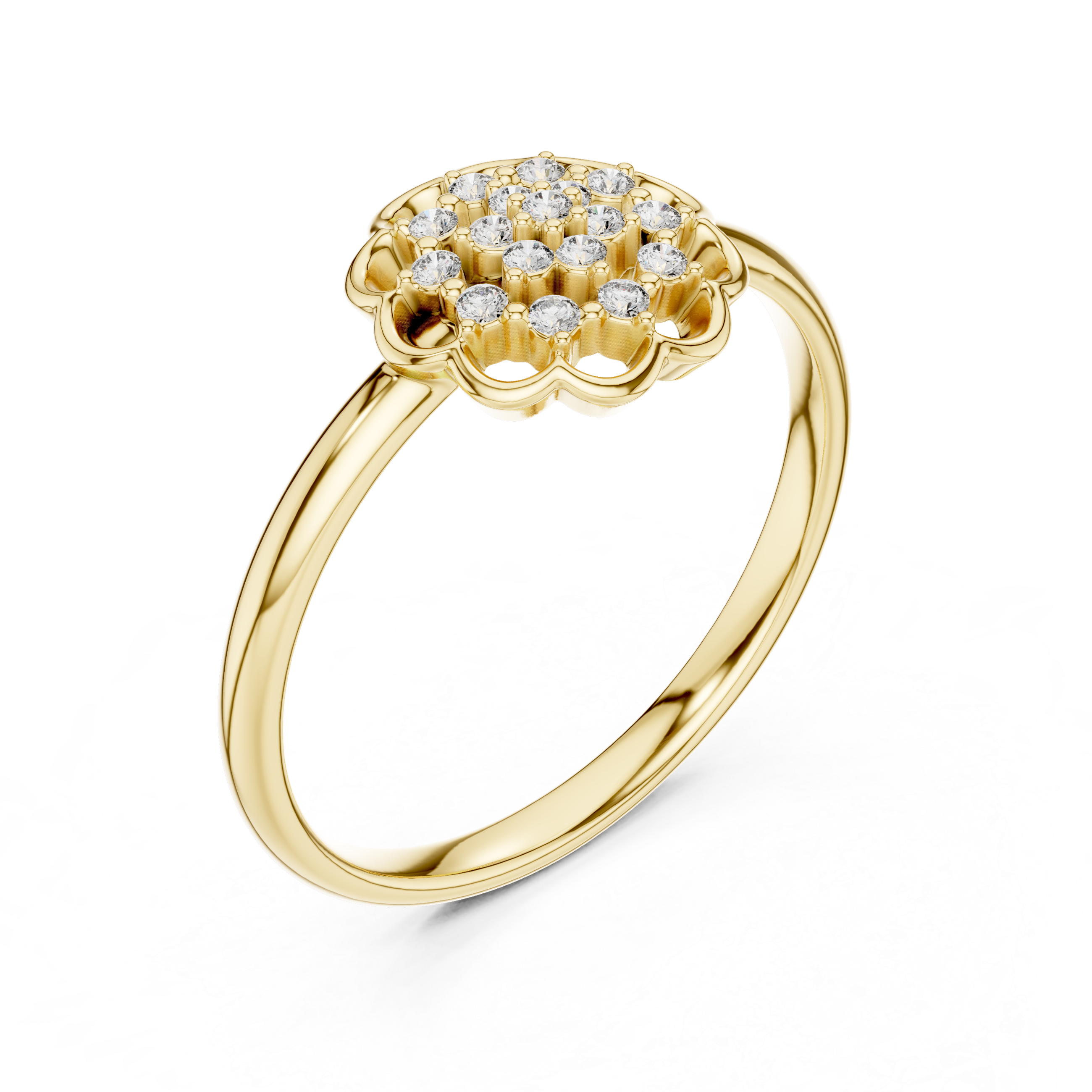 925 Silver Moissanite Vintage-Inspired Openwork Floral Mandala Ring 14K Gold Plated