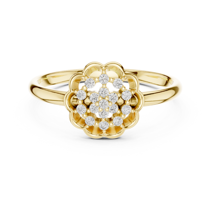 925 Silver Moissanite Vintage-Inspired Openwork Floral Mandala Ring 14K Gold Plated