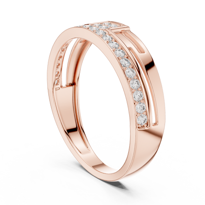 925 Silver Men’s Bridge-Style Pave Band Moissanite Ring 14k Gold Plated