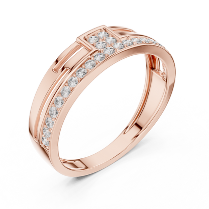 925 Silver Men’s Bridge-Style Pave Band Moissanite Ring 14k Gold Plated