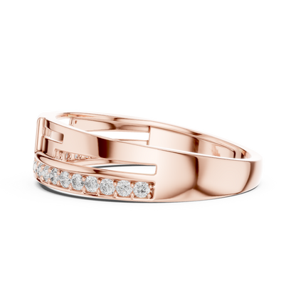 925 Silver Men’s Bridge-Style Pave Band Moissanite Ring 14k Gold Plated