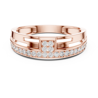 925 Silver Men’s Bridge-Style Pave Band Moissanite Ring 14k Gold Plated