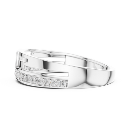925 Silver Men’s Bridge-Style Pave Band Moissanite Ring 14k Gold Plated