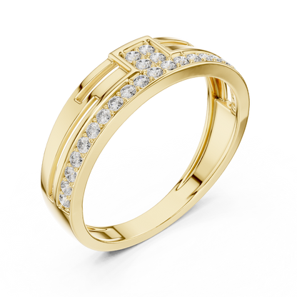 925 Silver Men’s Bridge-Style Pave Band Moissanite Ring 14k Gold Plated