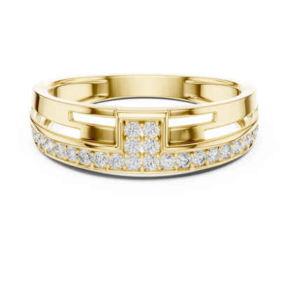 925 Silver Men’s Bridge-Style Pave Band Moissanite Ring 14k Gold Plated