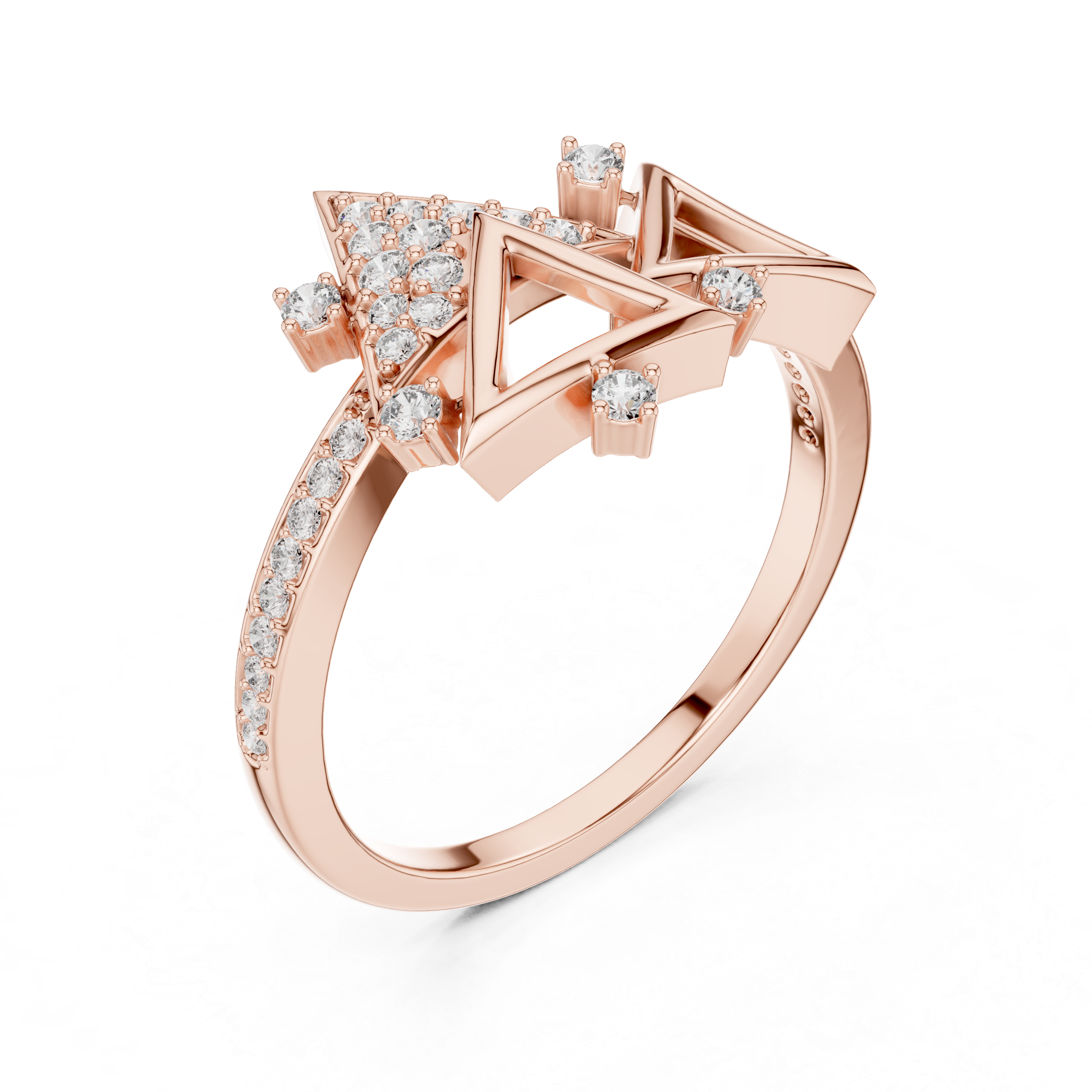 925 Silver Moissanite Geometric Triangle Ring 14k Gold Plated
