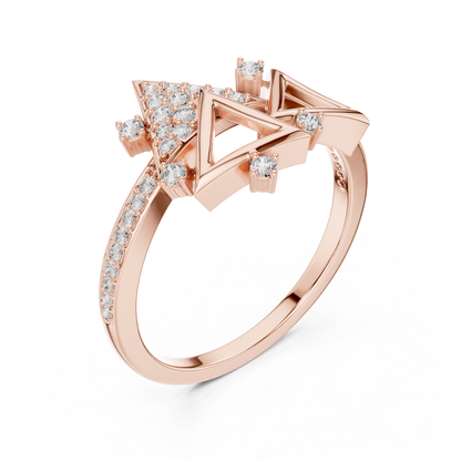 925 Silver Moissanite Geometric Triangle Ring 14k Gold Plated
