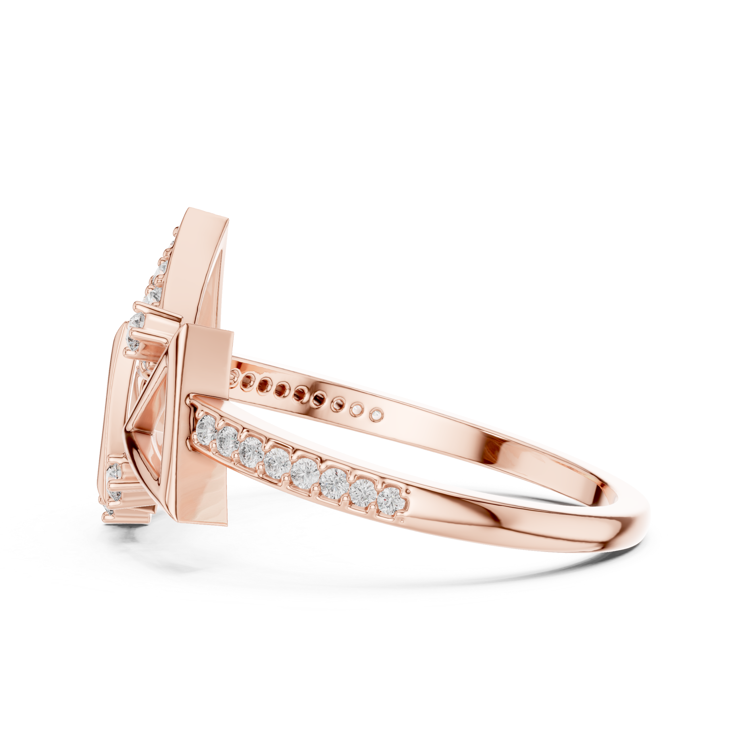 925 Silver Moissanite Geometric Triangle Ring 14k Gold Plated