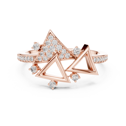925 Silver Moissanite Geometric Triangle Ring 14k Gold Plated