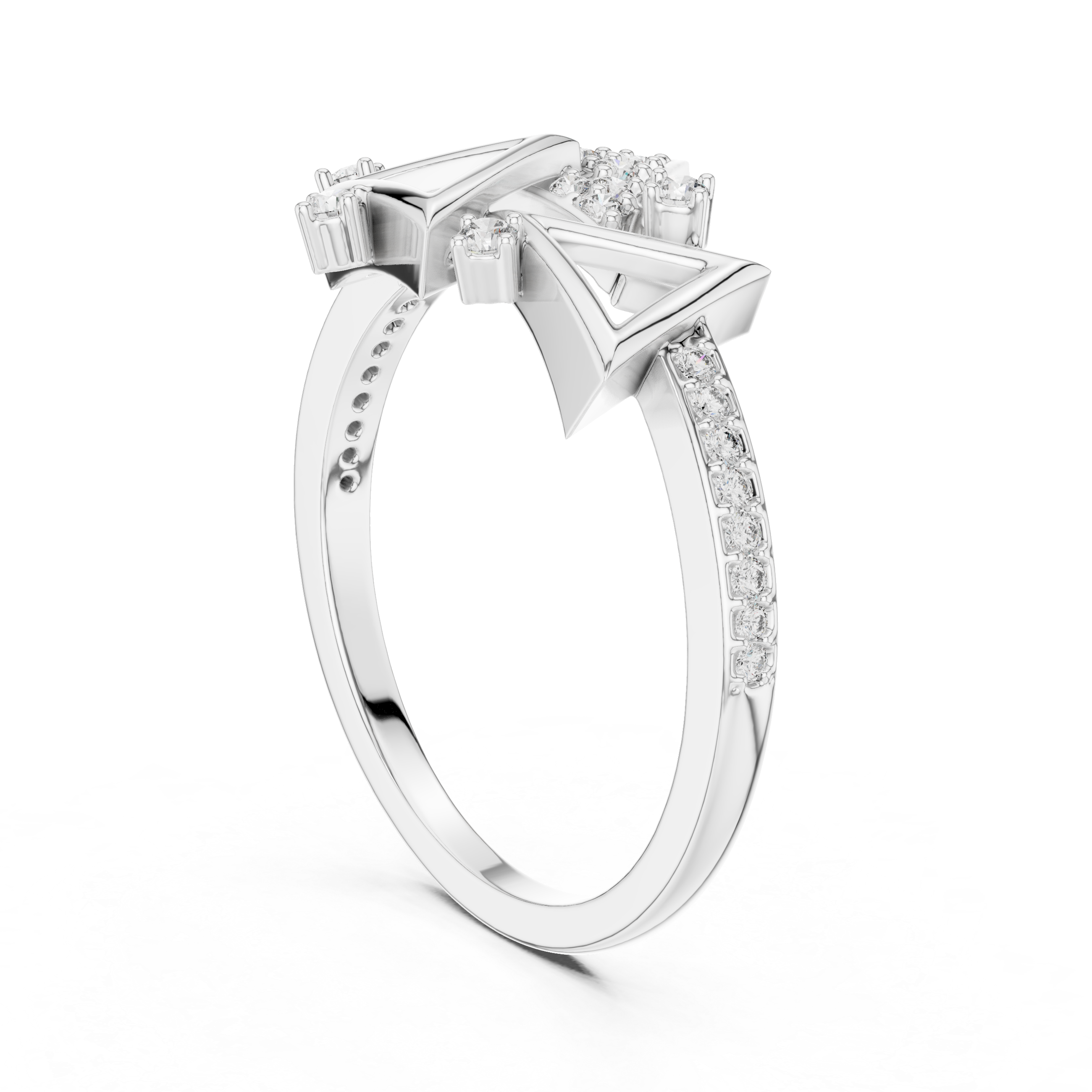 925 Silver Moissanite Geometric Triangle Ring 14k Gold Plated