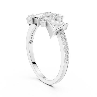 925 Silver Moissanite Geometric Triangle Ring 14k Gold Plated