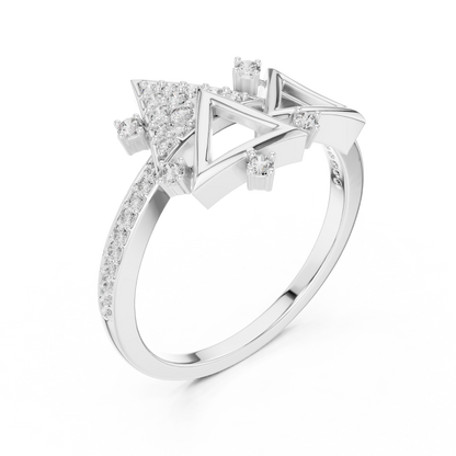 925 Silver Moissanite Geometric Triangle Ring 14k Gold Plated