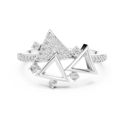 925 Silver Moissanite Geometric Triangle Ring 14k Gold Plated