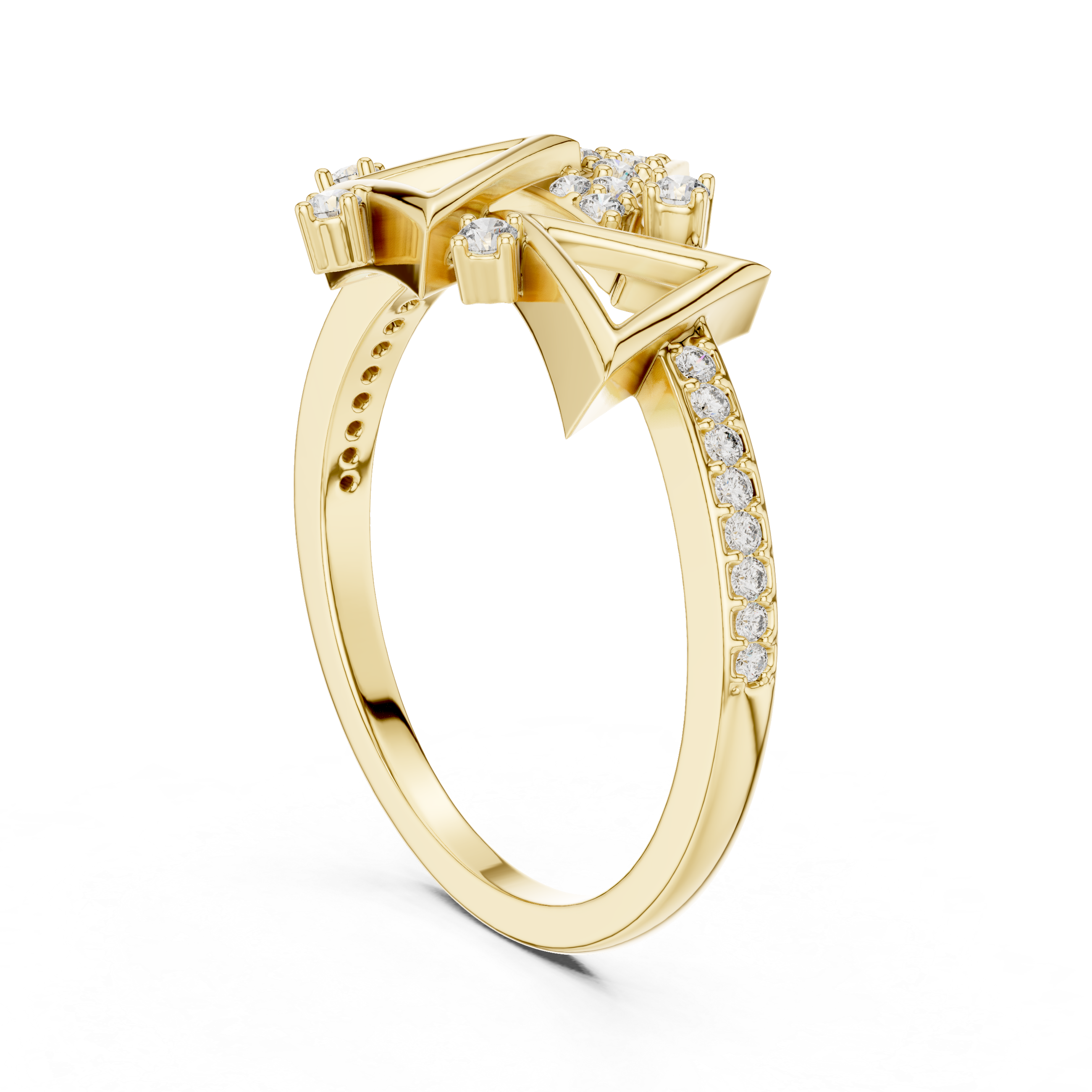 925 Silver Moissanite Geometric Triangle Ring 14k Gold Plated