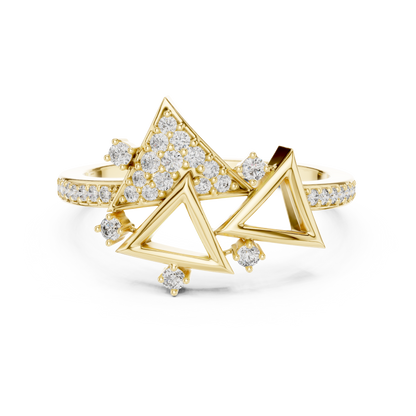 925 Silver Moissanite Geometric Triangle Ring 14k Gold Plated