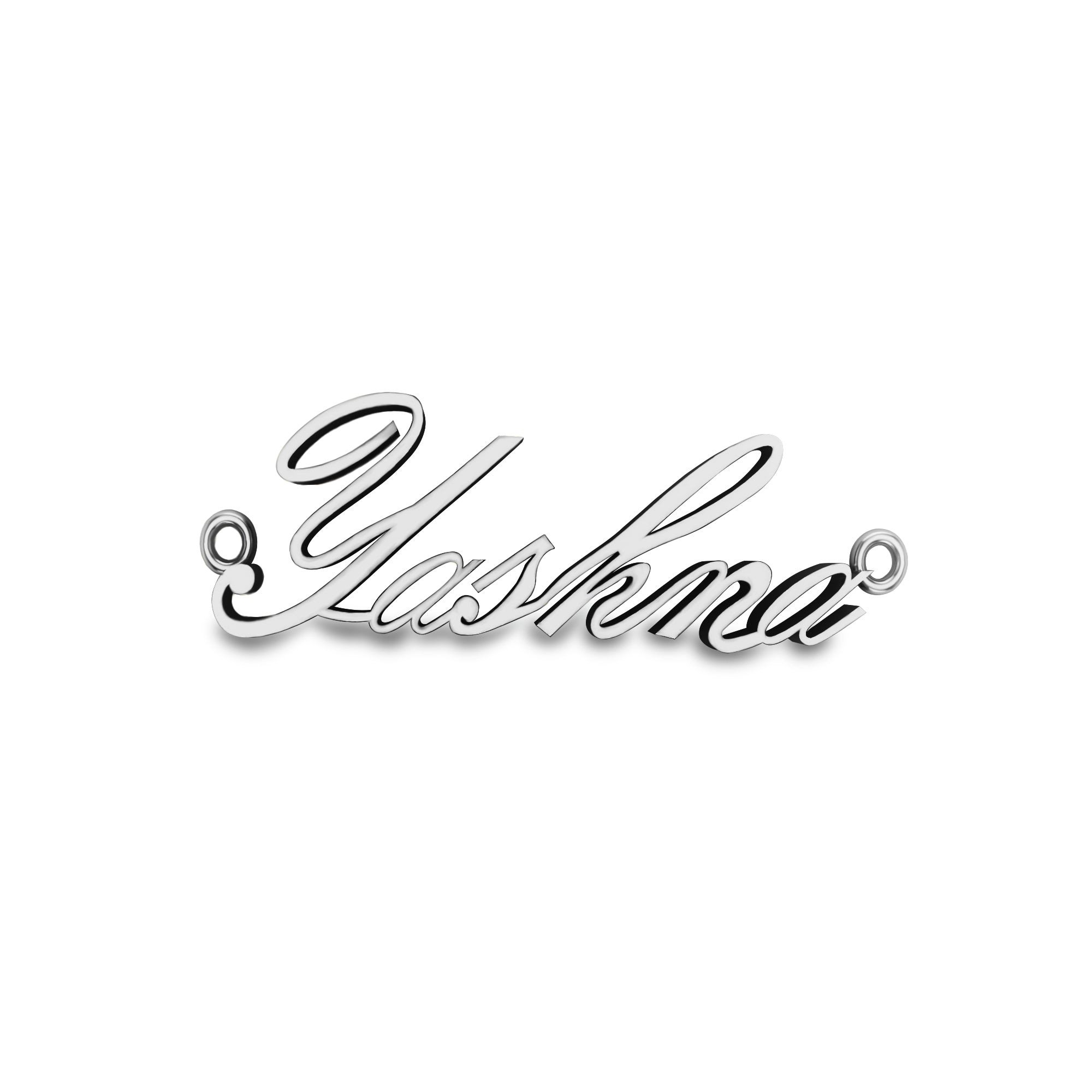 Ciondolo unisex con nome personalizzato RKC, argento sterling 925, placcato in oro bianco 14 carati, peso 3,50 g, altezza 11,00 mm