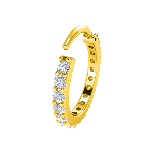RKC JEWELRY 925 فضة مويسانيتي دبوس أنف نسائي أنيق 14 قيراط مطلي بالذهب الأصفر وزن 1.00 جم