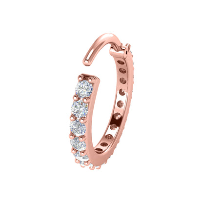RKC JEWELRY Damen-Nasennadel aus 925er-Sterlingsilber, edler Moissanit, 14 Karat Gelbgold vergoldet, Gewicht 1,00 g