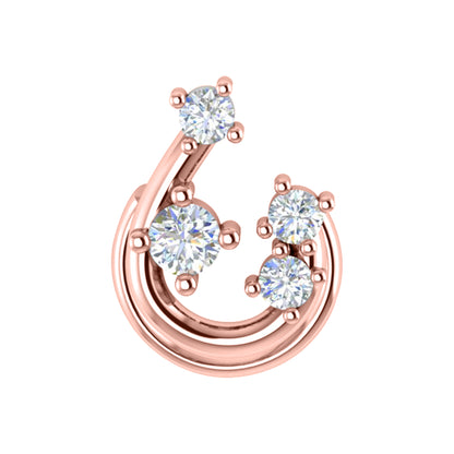 RKC JEWELRY Damen-Nasennadel aus 925er-Sterlingsilber, Moissanit, 14 Karat Roségold vergoldet, Gewicht 0,80 g