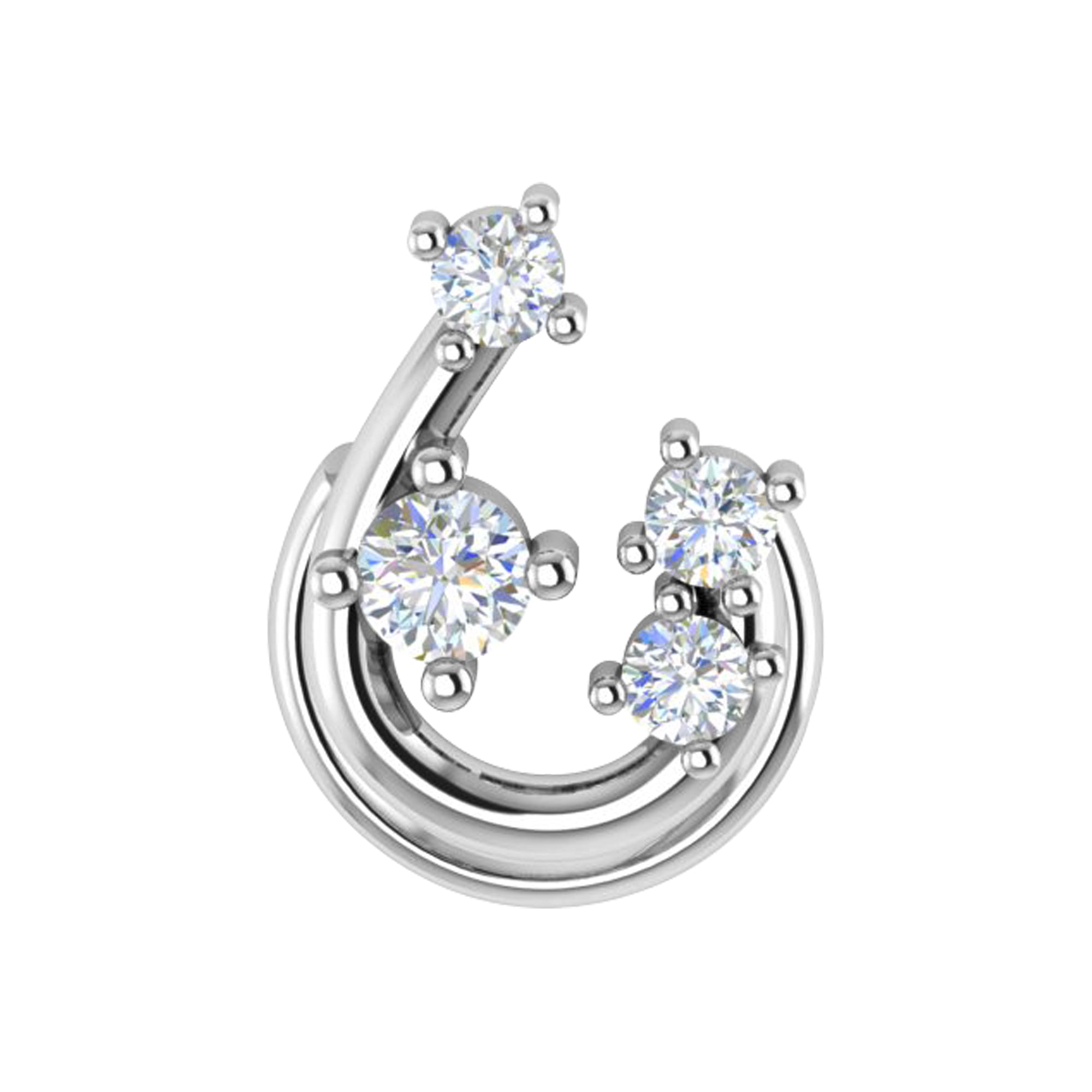 RKC JEWELRY Damen-Nasennadel aus 925er-Sterlingsilber, Moissanit, 14 Karat Roségold vergoldet, Gewicht 0,80 g