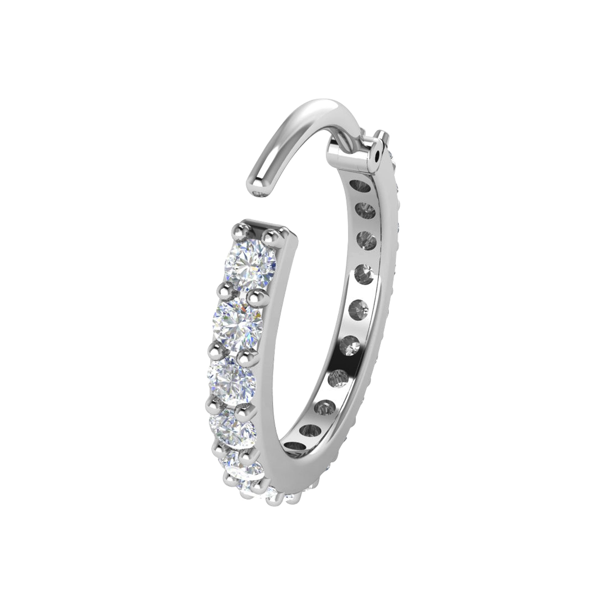RKC JEWELRY Damen-Nasennadel aus 925er-Sterlingsilber, edler Moissanit, 14 Karat Gelbgold vergoldet, Gewicht 1,00 g