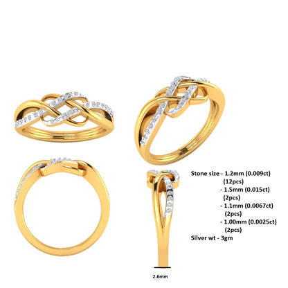 RKC 925 Silber Moissanit Infinite Love Ring 14K Gelbgold vergoldet Damenring Gewicht 3 g Breite 2,6 mm