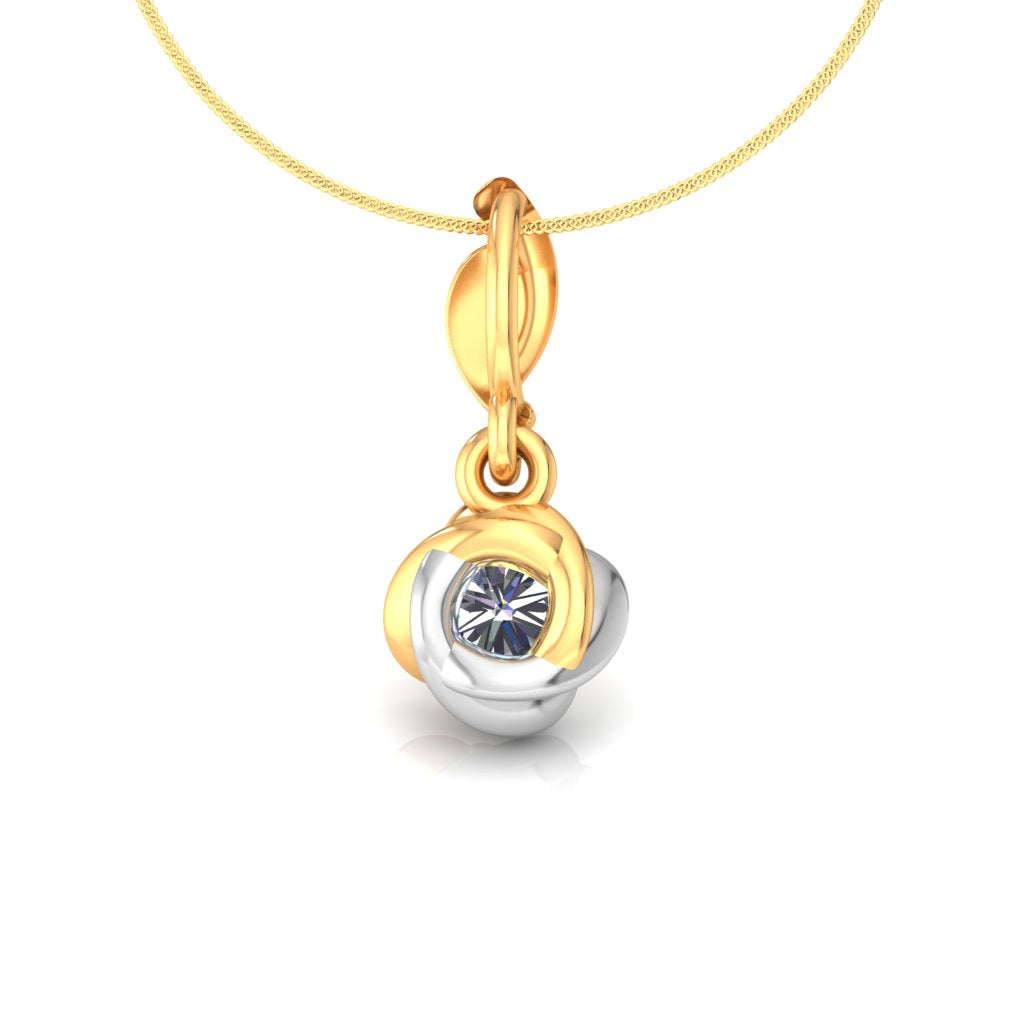 Ciondolo in Moissanite con fiore a goccia in argento RKC da 1,17 ct Finitura in oro bicolore 14K Peso 2,5 g con 13,5 mm