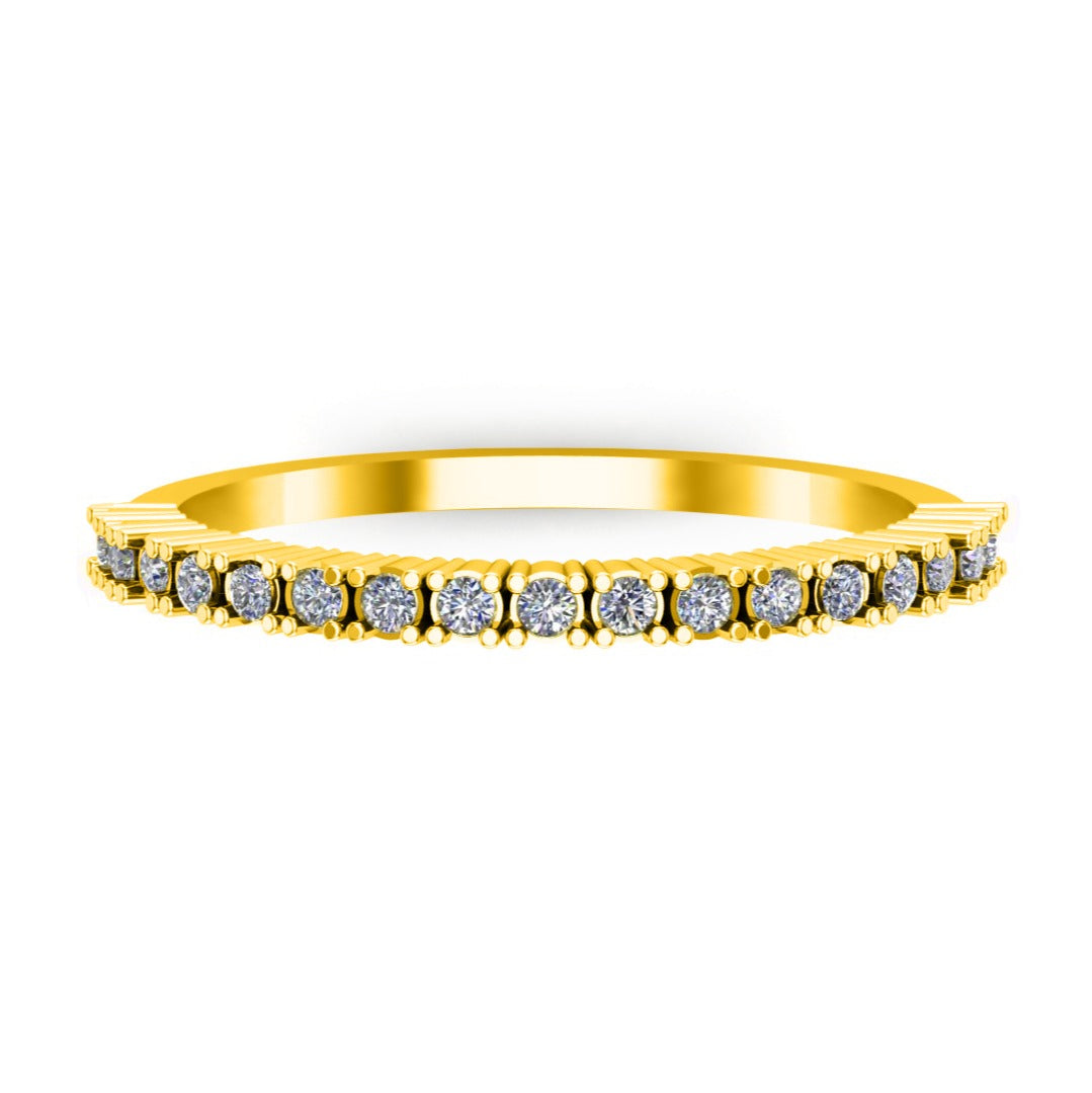RKC 925 Sterling Silber Rundschliff Moissanit Dünner Ehering Ring 14K Gelbgold vergoldet Gewicht 1 gm