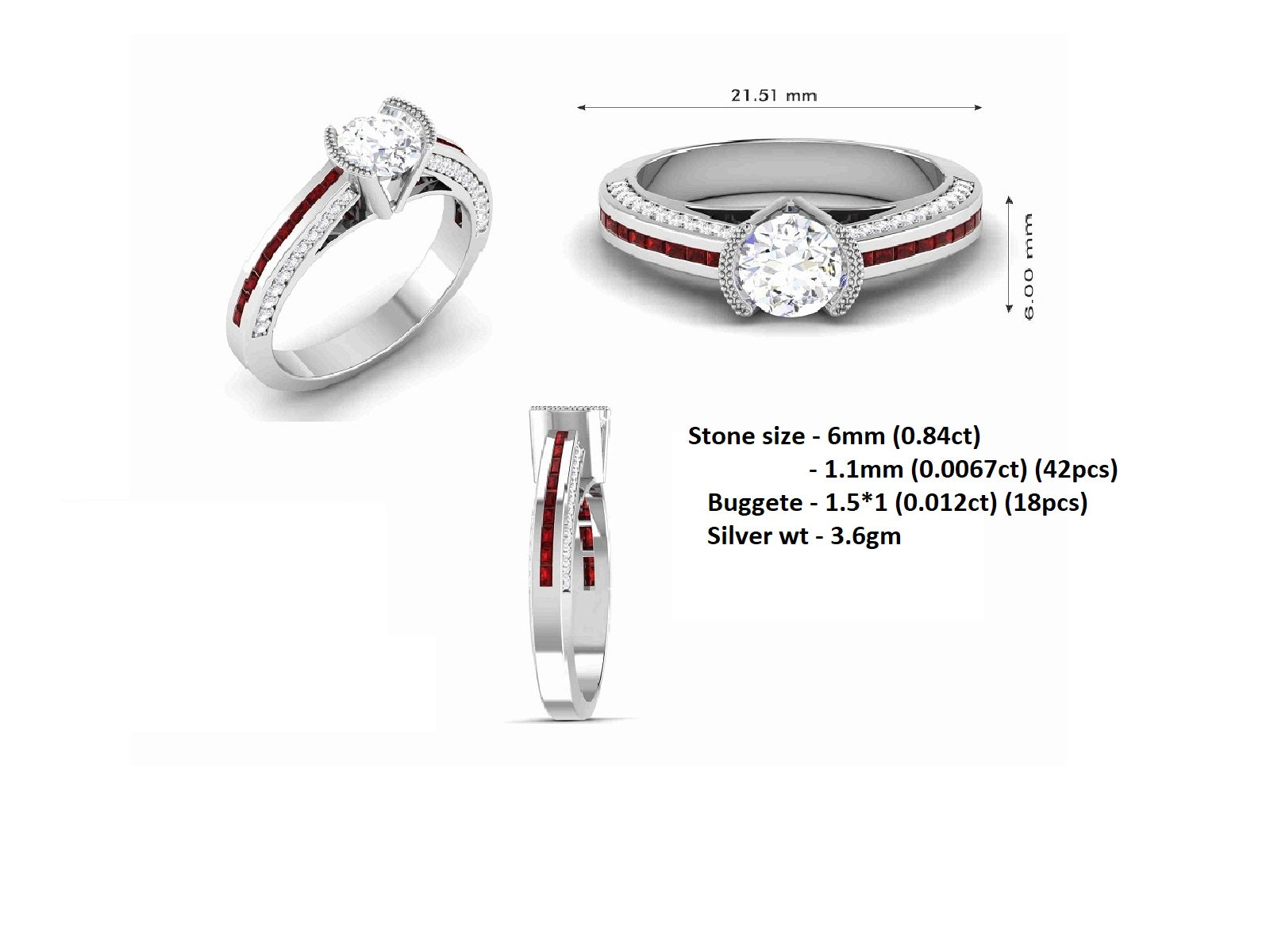 RKC runder Moissanit-Solitär-Stab-Ehering, 14 Karat Gelbgold plattiert, 925er Silber, Damenring, Gewicht 3,6 g