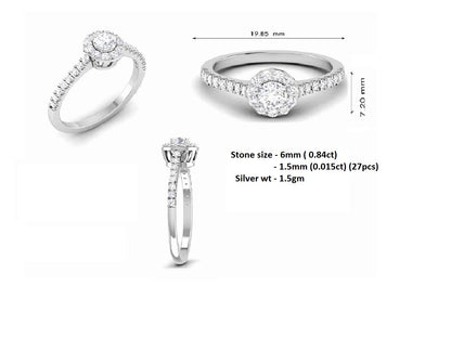 RKC Edler Ehering aus 925er Silber, Moissanit-Statement-Ring für Damen, Gewicht 1,5 g
