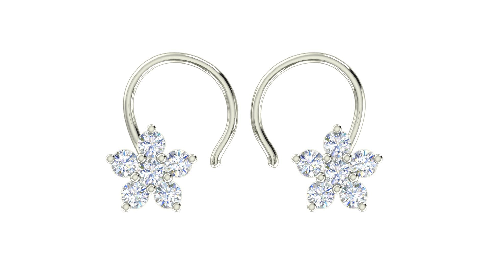 RKC Star Moissanite 925 Sterling Silver Earrings With 14K White Gold Plated Product Wt 1.30 gm