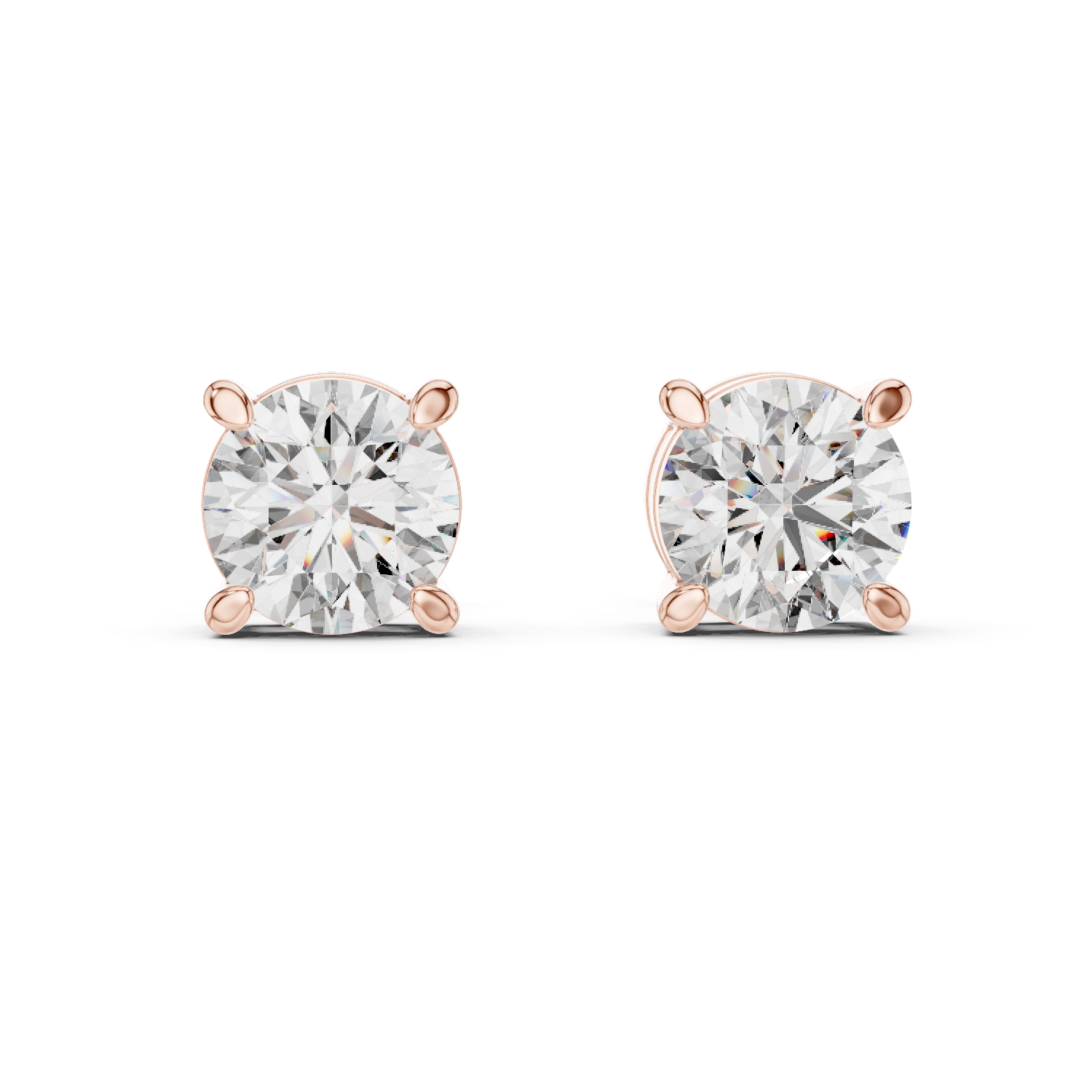 925 Silver 2 CT Round Moissanite Stud Earrings 14k Gold Plated