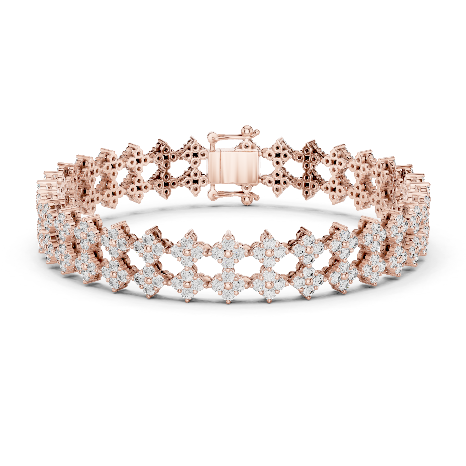 925 Silver Double-Row Cluster Moissanite Tennis Bracelet 14K Gold Plated