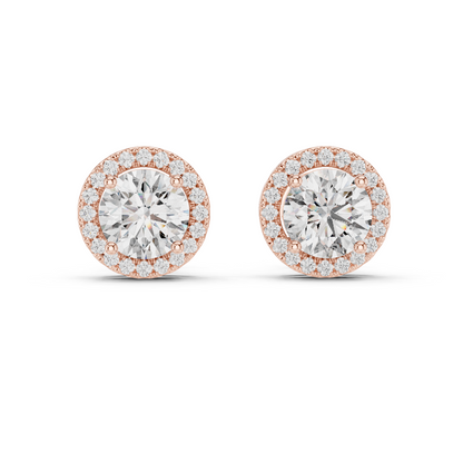 925 Silver 2.90CT Halo Moissanite Stud Earrings 14k Gold Plated