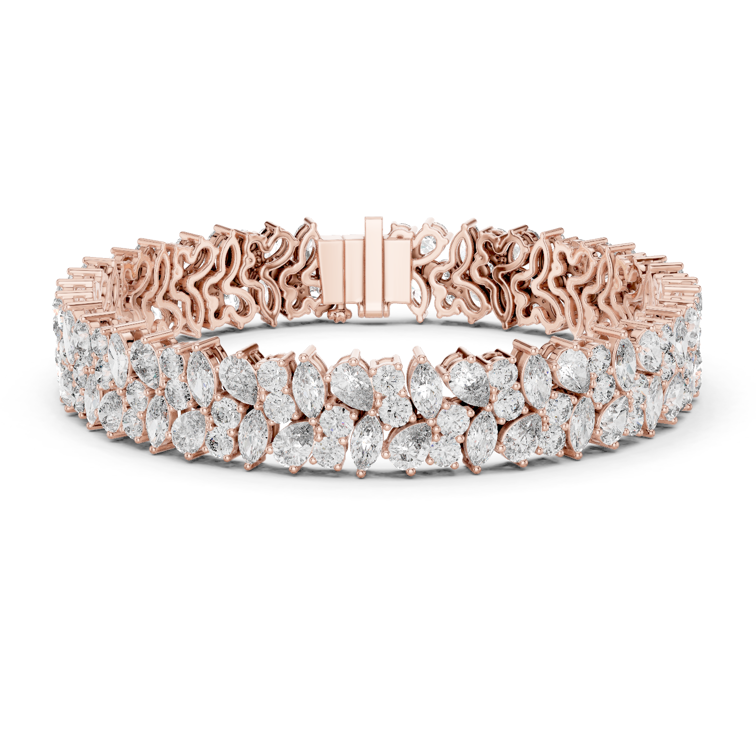 925 Silver Multishape Moissanite Tennis Bracelet 14K Gold Plated
