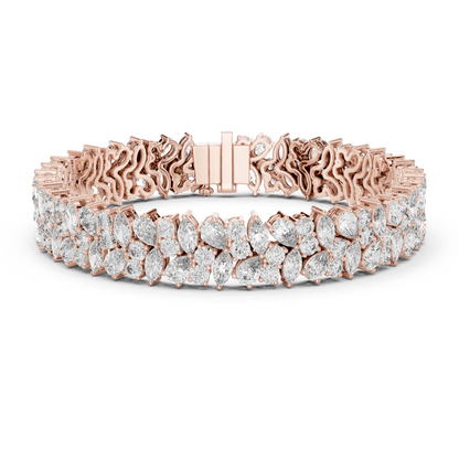 925 Silver Multishape Moissanite Tennis Bracelet 14K Gold Plated