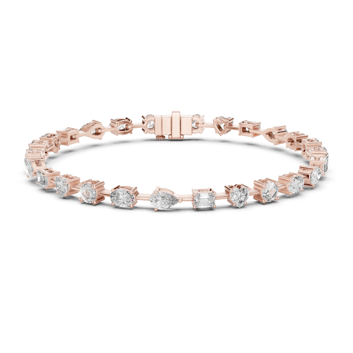 925 Silver Mixed Cut Moissanite Tennis Bracelet 14K Gold Plated